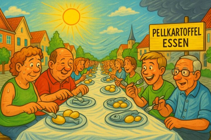 Pellkartoffelessen - Wie Nienburg bei 36 Grad und Sturm die Kartoffelparty überstand